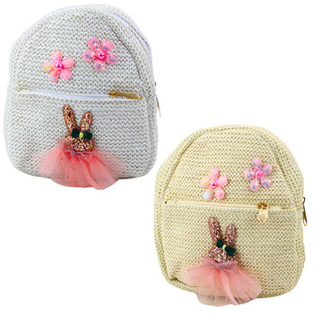 Kinderrucksack Besticktes Kaninchen im Kleid Blumen 2,5L 20cm