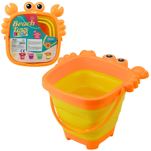 Collapsible Silicone Beach Crab Bucket Orange