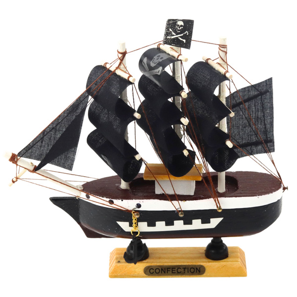 Collectible Model Decorative Pirate Sailing Ship Black 16x15cm