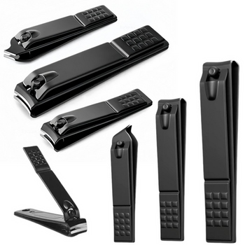 Set mit 3 Nagelknipsern, groß, klein, schräg, schwarz