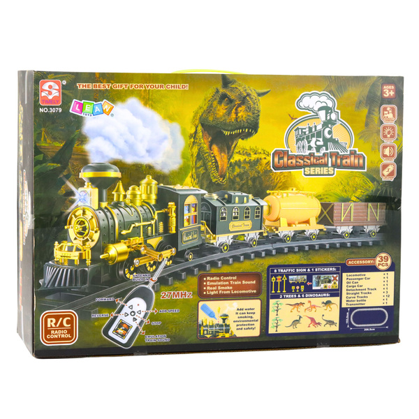 Classic Train Dinosaurs Lights Sounds Smoke 39 pcs.