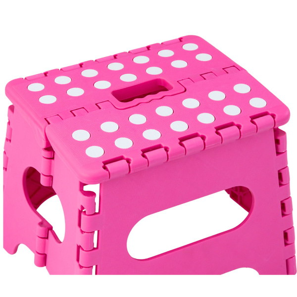 Klapphocker mit Fußstütze, rutschfest, rosa, 24 x 19 cm