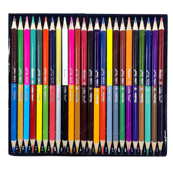 Set of Crayons Double-sided Two-color School Triangular 48 Colors