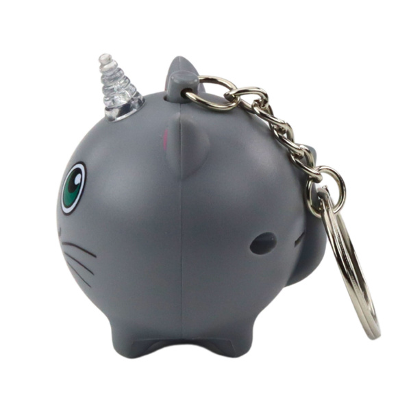 Backpack Keychain Kitten Unicorn Horn LED Sounds Gray