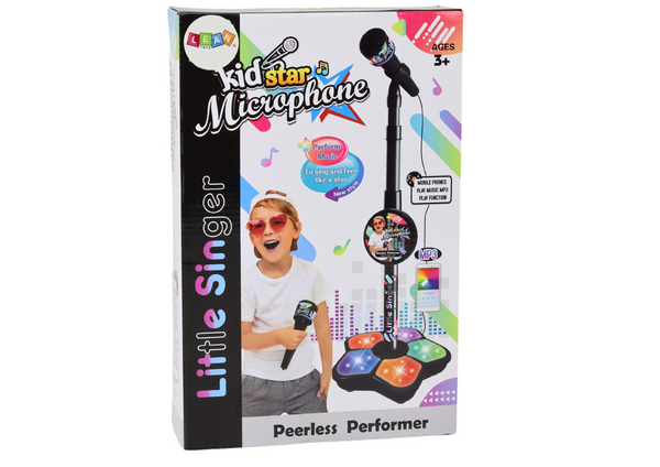 Microphone with Stand for Children, Adjustable, Black