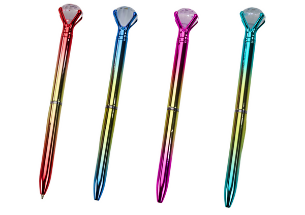 Diamond Ballpoint Pen Shiny Gold Color Blue Refill 0.7mm Mix