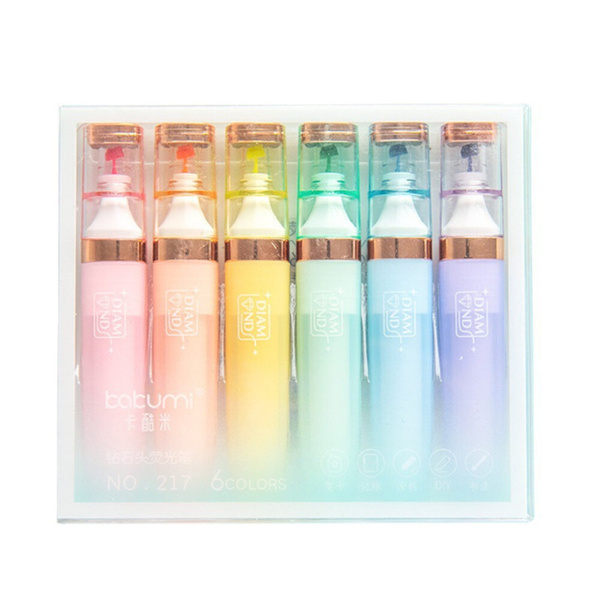 Textmarker-Set Pastell Gold Bunte Elemente 6-tlg