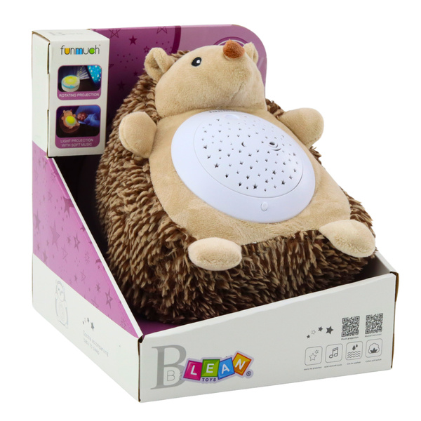 Plush Hedgehog Sleeping Cuddly Toy Light Sound Brown