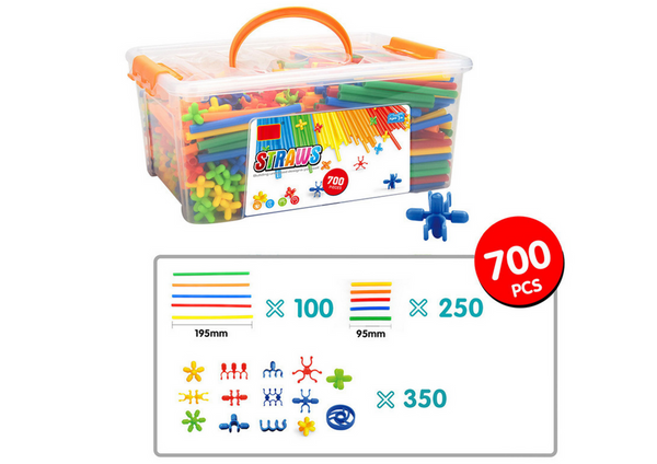 Set of Straws for 3D Construction in a Box Colorful 800 pcs