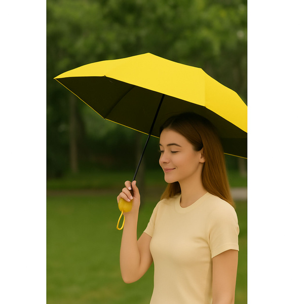 Folding Pocket Umbrella with UV Protection UPF 50+ Case Yellow 90 cm