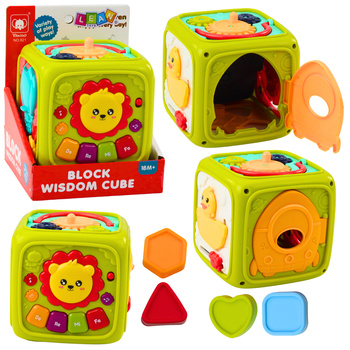 Interactive Educational Cube for Toddlers Lion Green