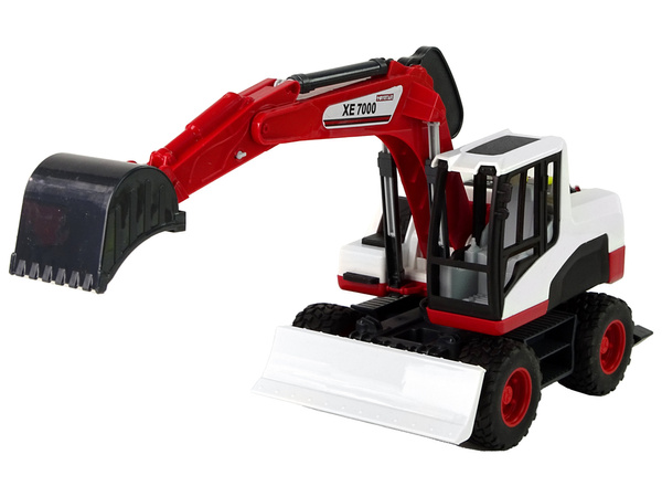 Red Moving Bucket Excavator.