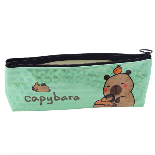 Capybara Schul-Federmäppchen, metallisch, schimmerndes Grün