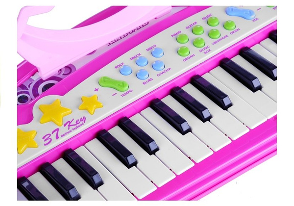 Kinder Piano Keyboard 37 Tasten MP3 + Mikrofon Rosa Klavier Musik
