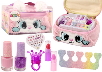Beauty Set Plush Cosmetic Bag Kitty Nail Polish Lipsticks