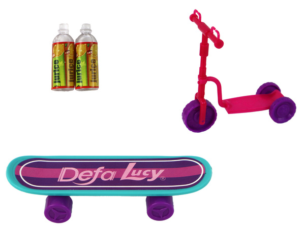 Lucy Doll Set Purple Scooter Skateboard Helmets