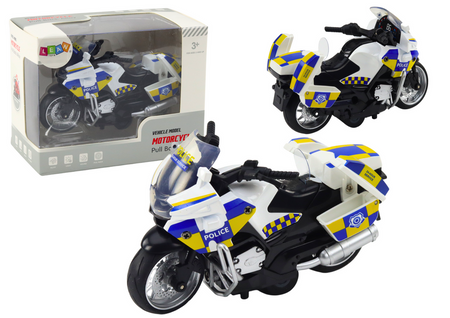Polizeimotorrad mit Friktionsantrieb, Batteriebetrieb, Licht, Sound