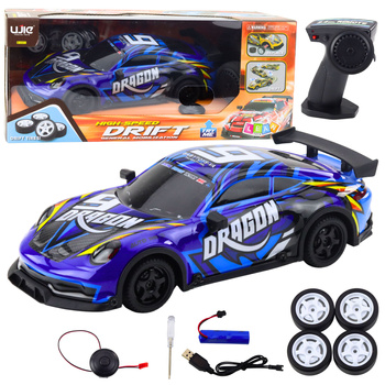 RC Sports Car with Illuminated Drift Body, Blue