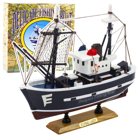 Collectible Decorative Model Fishing Boat Flying Lady 24x23cm
