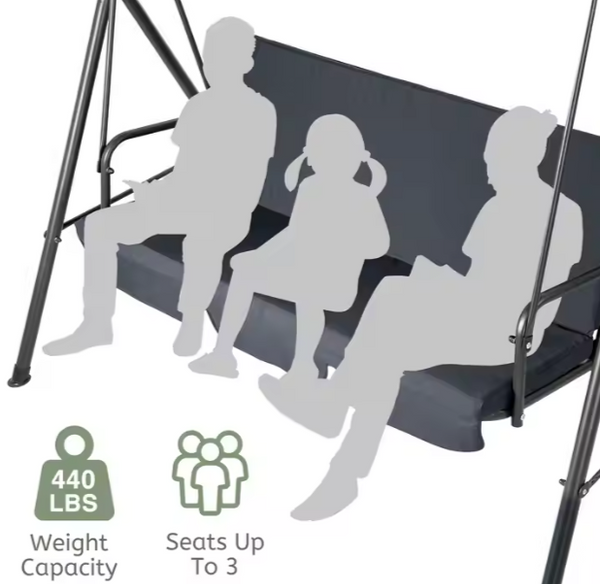 Drei-Personen-Gartenschaukel Schaukelkissen Matratze Grau