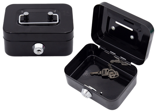 Piggy Bank Storage Box, Lockable, Two Keys, Metal, Black