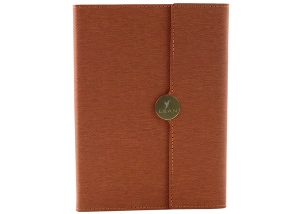 Magnetisches Büro-Notizbuch, liniertes A5 Notizbuch mit brauner Polsterung