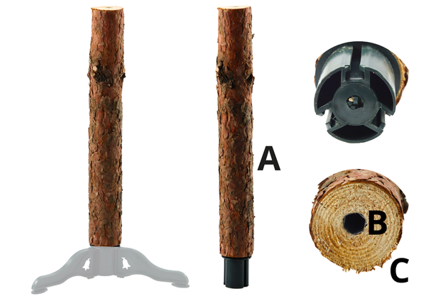 Wooden Tree Trunk Stand for Three Legs for a Christmas Tree on a Trunk