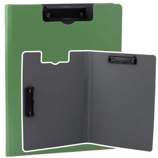 Board with Cover Two Clips A4 Plastic Green