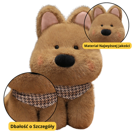 Plush Toy Cuddly Dog With Scarf Brown 25cm
