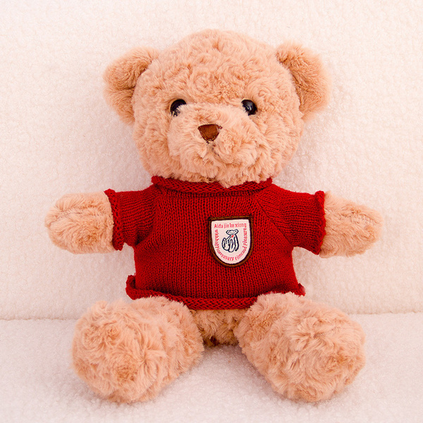 Plush Mascot Cuddly Toy Teddy Bear Beige Red Sweater 40cm