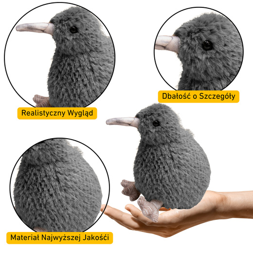 Plush Kiwi Bird Plush Toy Mascot Cuddly Toy Gray 21cm