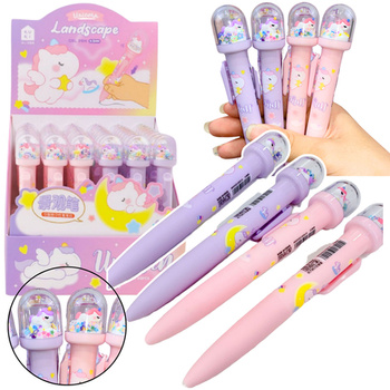 Dome Glitter Ballpoint Pen Unicorn Figure Blue Ink 0.5mm