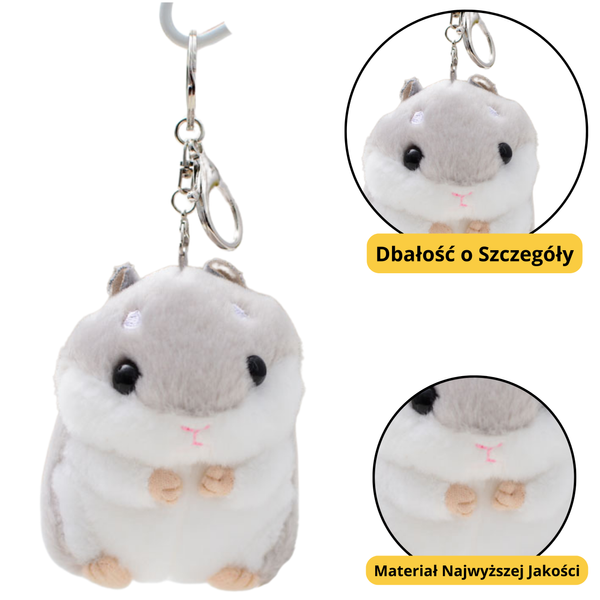 Plüsch Hamster Maskottchen Schlüsselanhänger Grau 10cm
