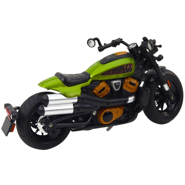 Motorcycle Chopper Metal Lights Sounds Black Green Elements 1:12