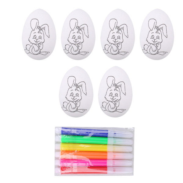 Easter Styrofoam Eggs For Painting Markers Rabbit Pattern C 6pcs