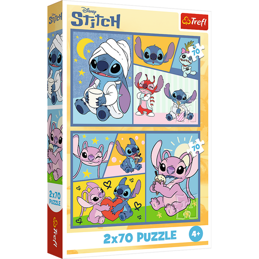 Puzzle 2x70 There's no boredom with Stitch Disney Lilo Stitch Trefl 34444