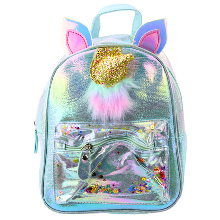 Kinderrucksack mit Einhornhorn, bewegliches Konfetti, Blau, 25 cm, 4,5 l