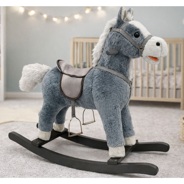 Rocking Horse Saddle Feet Rocker Sounds Gray 74 cm