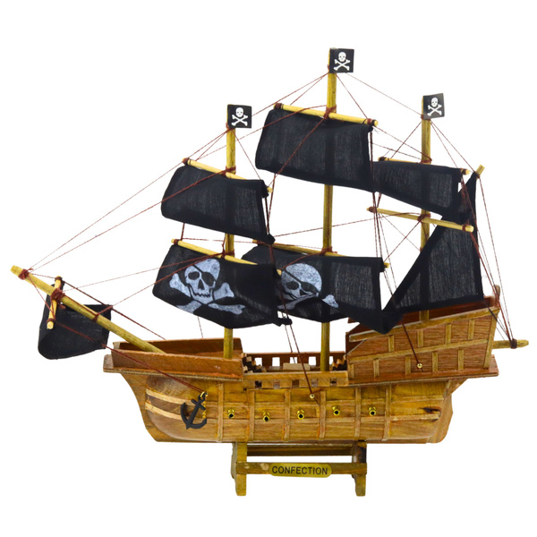Sammlermodell Dekoratives Piratensegelschiff Schwarz 33x29cm