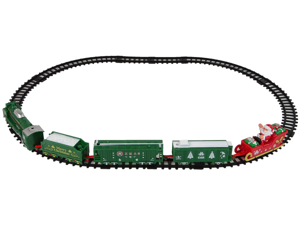 Christmas Train Locomotive Tracks Santa Claus Lights