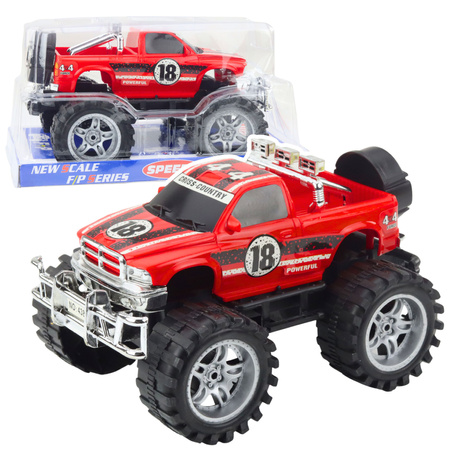 Rear-wheel drive off-road vehicle with large wheels, red 27cm