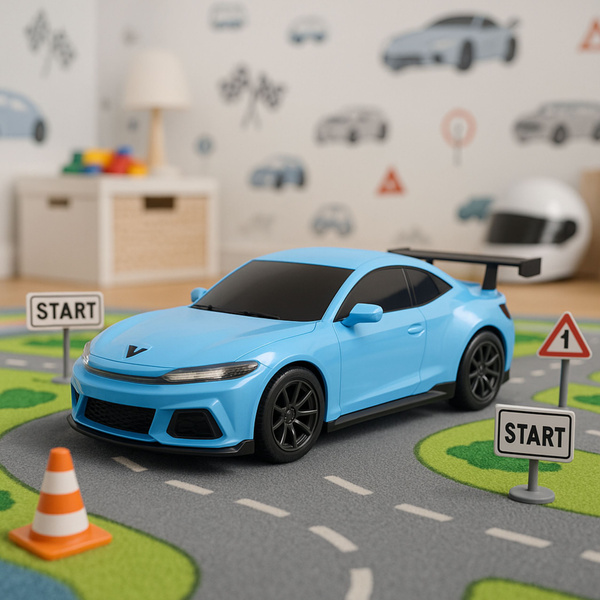 Ferngesteuerte Ladestation für Elektro-Sportwagen, blau