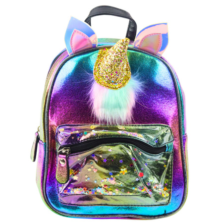 Kinderrucksack mit Einhornhorn, beweglichem Konfetti, Regenbogen, 25 cm, 4,5 l