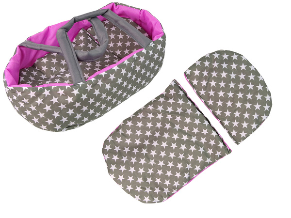 2-in-1-Kinderwagen mit Tasche Grau Rosa Sterne