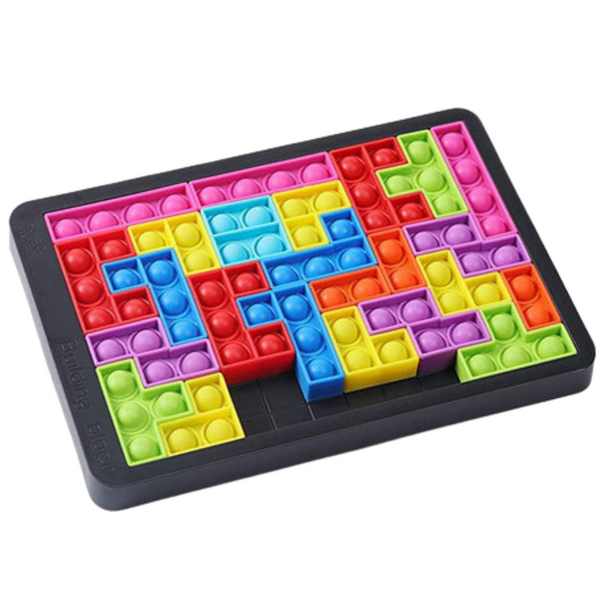 Gra Tetris Pop-It Układanka Puzzle 3w1 Sensoryczna Kolorowa 27el