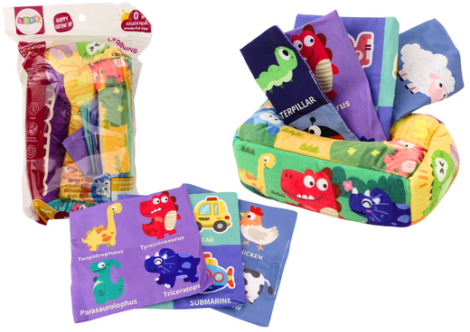 Soft Tissue Box with 6 fabrics and 3 rustling colorful wipes