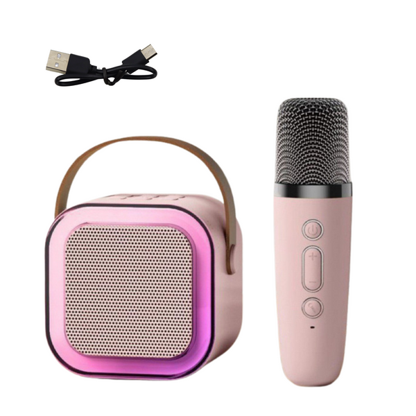 Karaoke-Lautsprecher-Mikrofon, kabellos, K12 RGB, Bluetooth, Pink