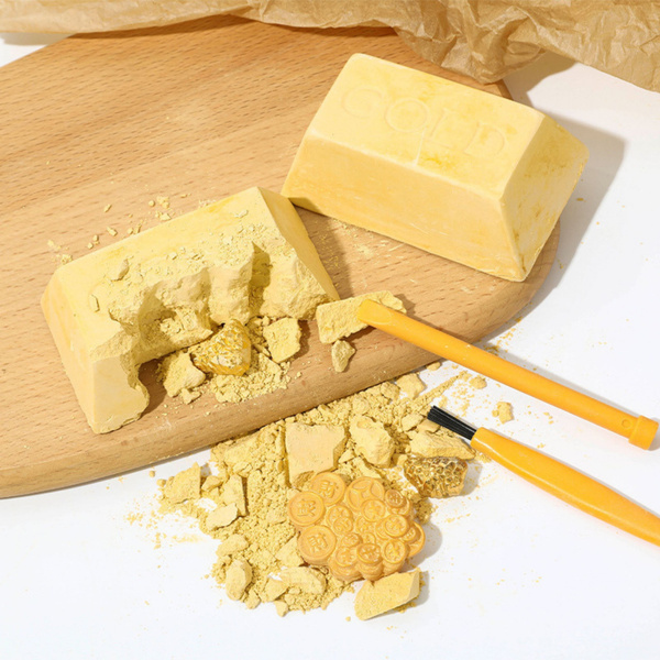 Ausgrabungen Goldbarren Archäologisches Set Steine Werkzeuge