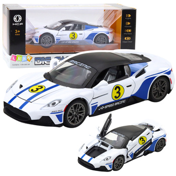 Metal Sports Car Lights Sounds Drive White 1:22