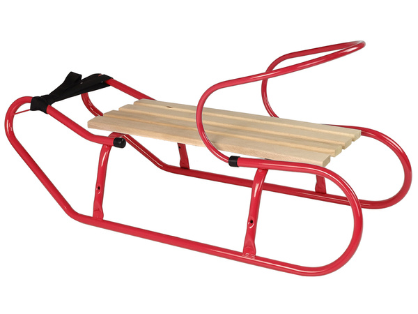Metal Sled with Backrest Strap Red
